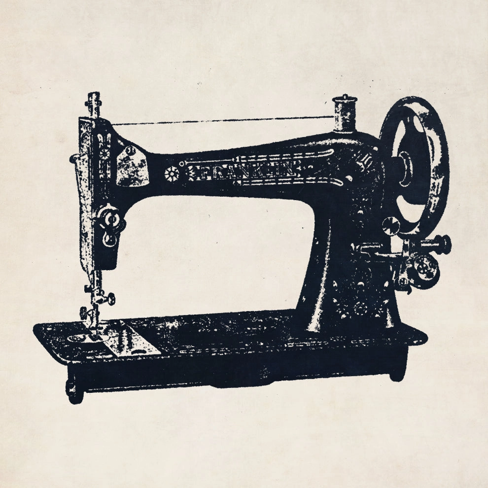 Illustration of a vintage sewing machine