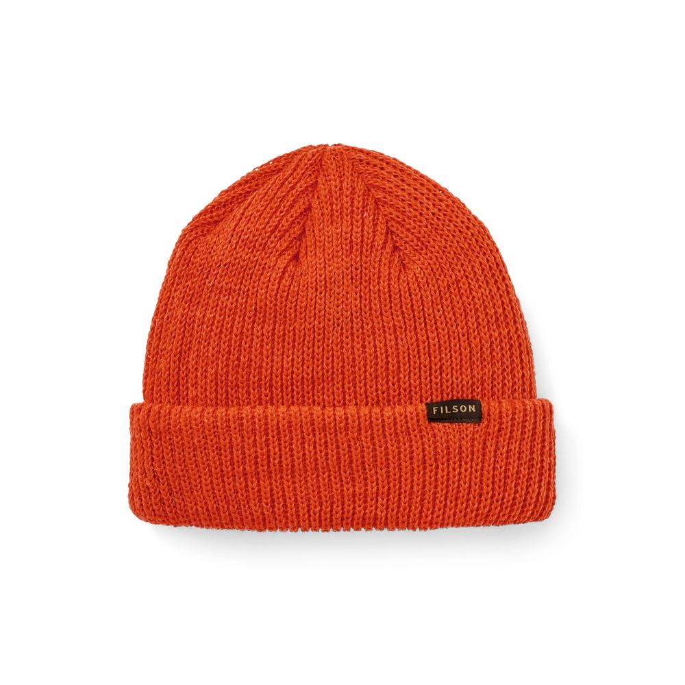 Orange knit watch cap